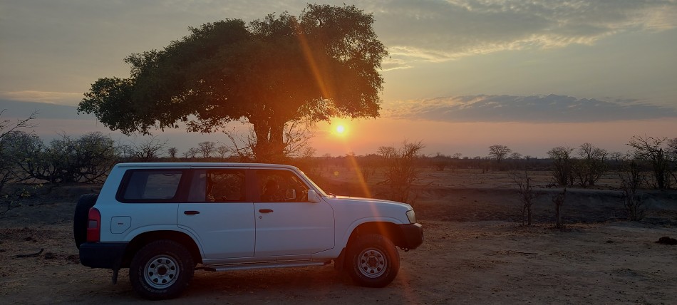 Morgens auf Pirschfahrt im Hwange National Park