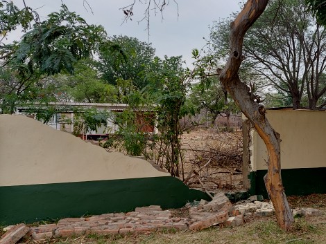 Elefanten haben die Hotelmauer durchbrochen, Rainbow Hotel, Victoria Falls