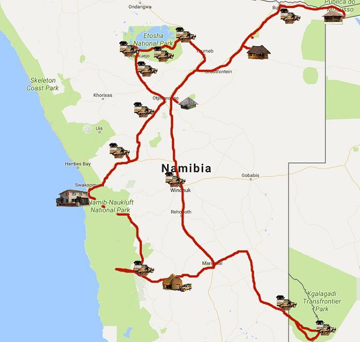 Namibia Septermber 2017 - Route