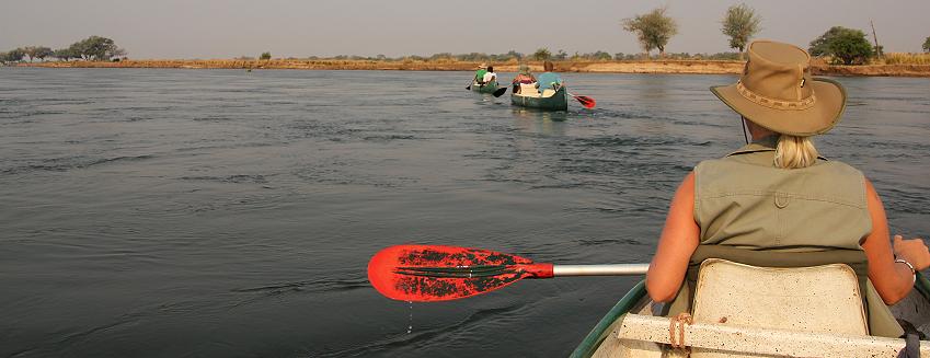 mit dem Kanu auf dem Zambesi, mana pools canoe trail