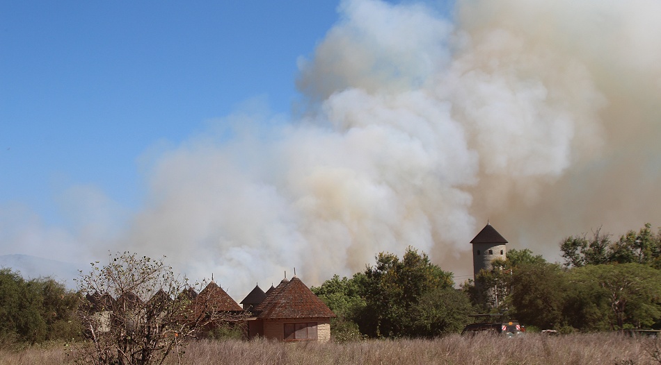 Buschfeuer vor der Salt Lick Lodge